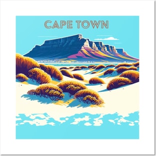 Vintage Cape Town Travel Poster Sticker | Howzit South Africa | Explore Table Mountain Posters and Art